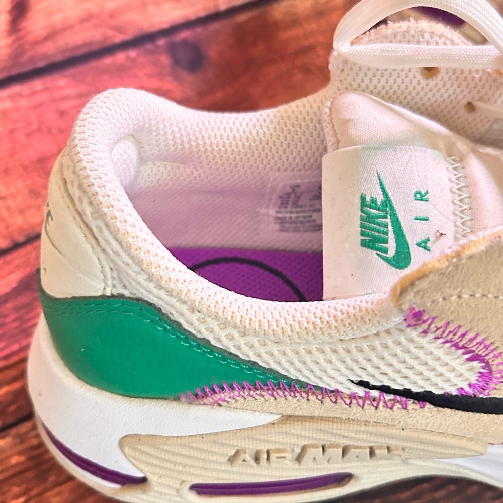 Nike Air Max Cream Sneakers with Purple and Green Highlights - Picture 2 of 9